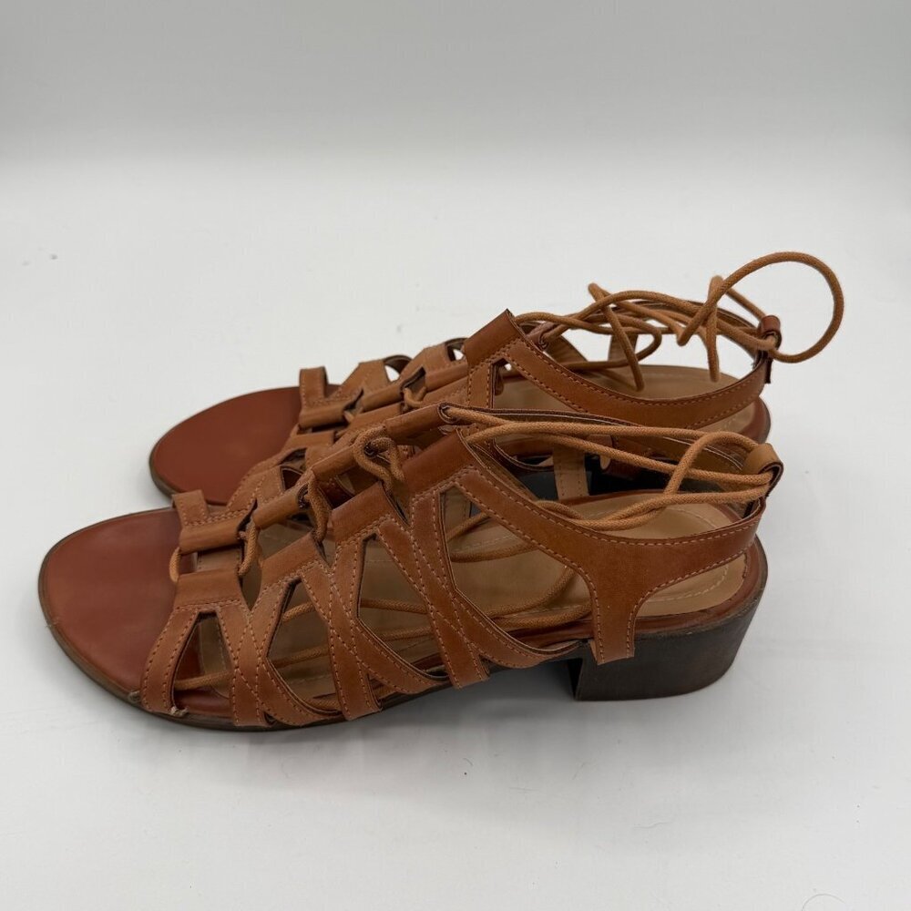 Bamboo brown gladiator block heel sandals women’s size 9 - Picture 2 of 8